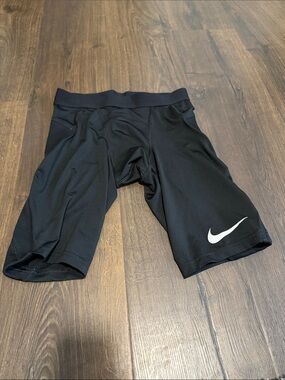 Nike Black Compression/slider Training Shorts with White Swoosh